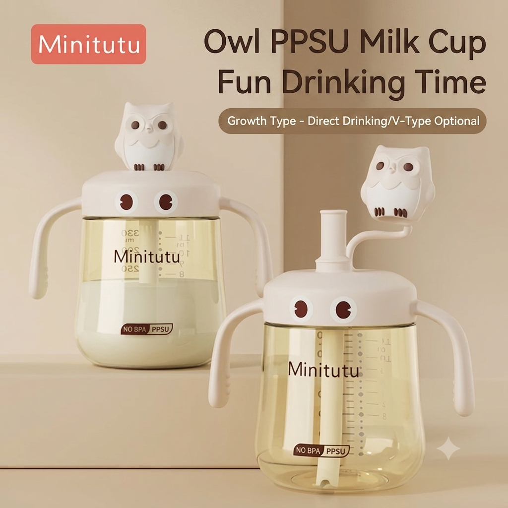 Minitutu Cartoon Owl PPSU Milk Cup 330ml 12M+