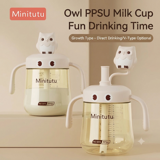 Minitutu Cartoon Owl PPSU Milk Cup 330ml 12M+