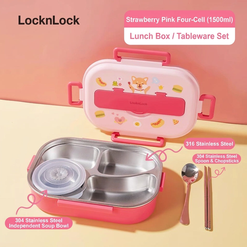 LocknLock Stainless Steel Lunch Box - Blue, Green & Pink
