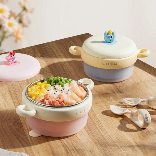 LUSN Doll Insulated Bowl Blue & Pink