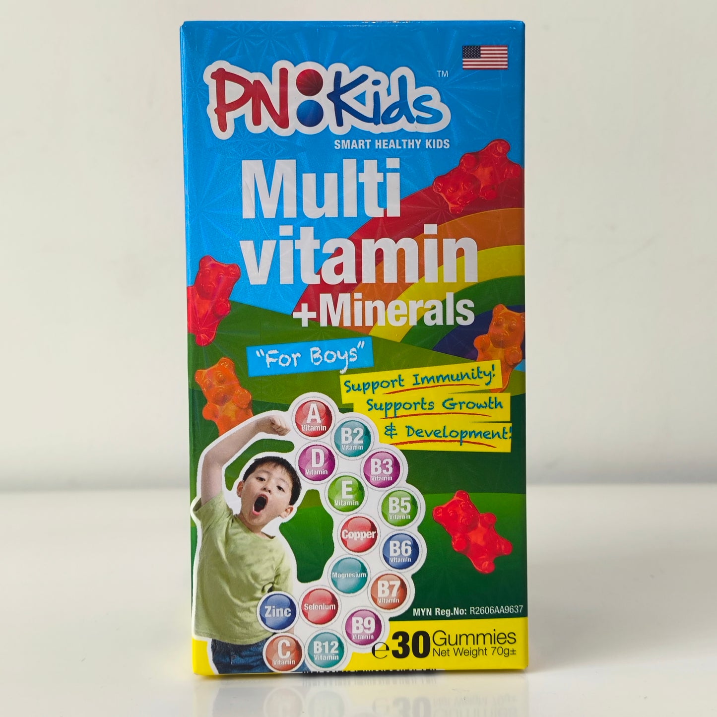 PNKids Multivitamin+Minerals For Boys 30Gummies 2Yrs+ 70g