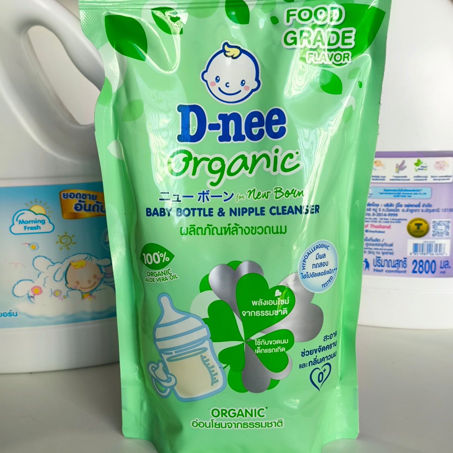D-nee Organic Baby Bottle & Nipple Cleanser for Newborn Bottle & Refill Pack