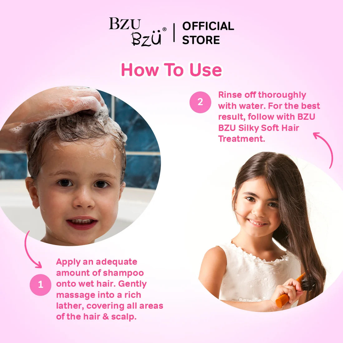 Bzu Bzu Silky Soft Kids Shampoo 600ml 4-12Yrs
