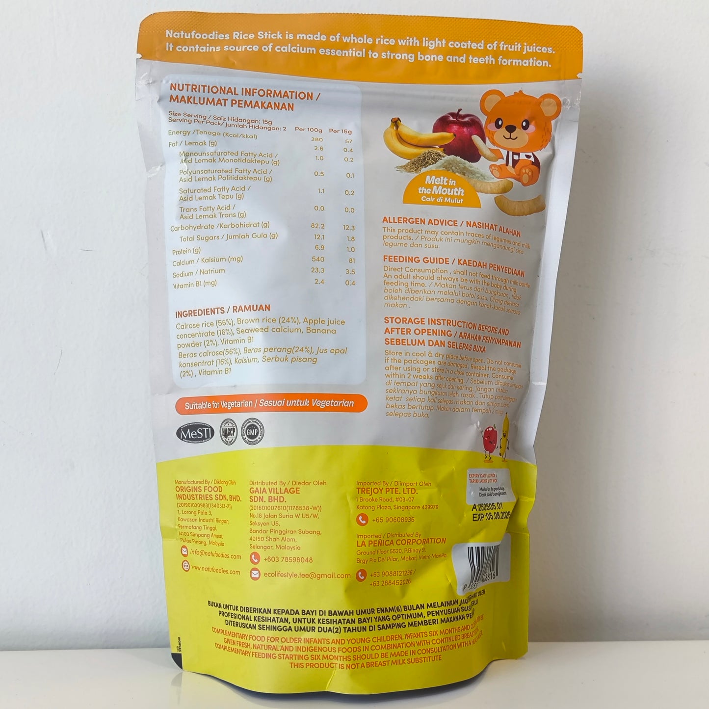 Natufoodies Rice Stick 35g 8M+