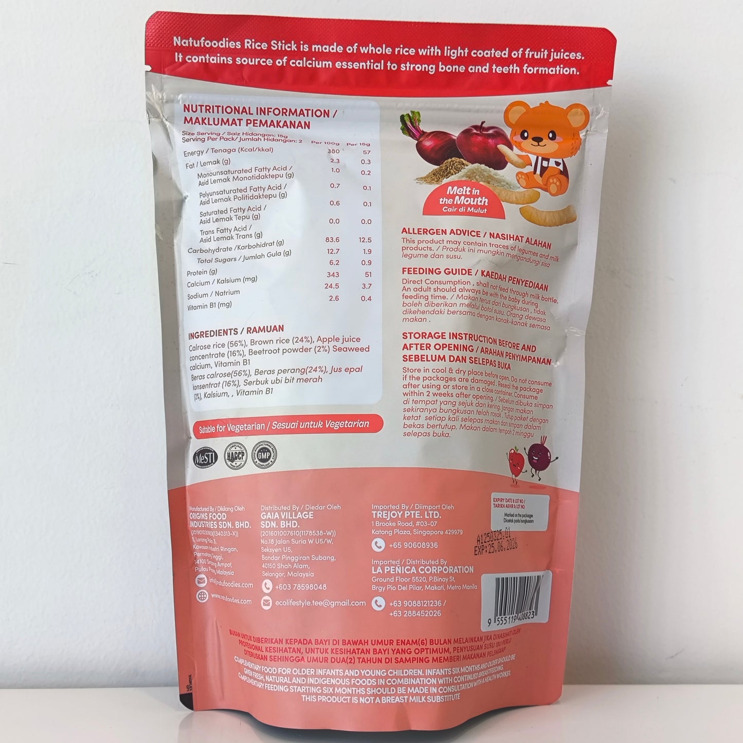 Natufoodies Rice Stick 35g 8M+