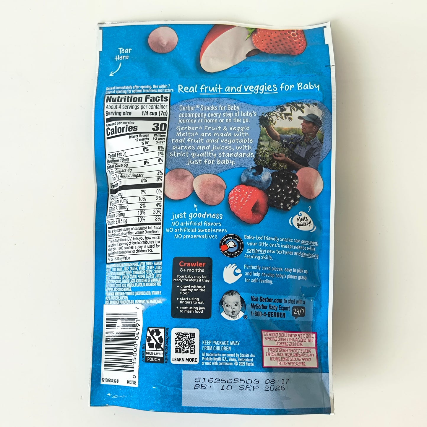 Gerber Fruit & Veggie Melts Very Berry Blend 28g 8M+