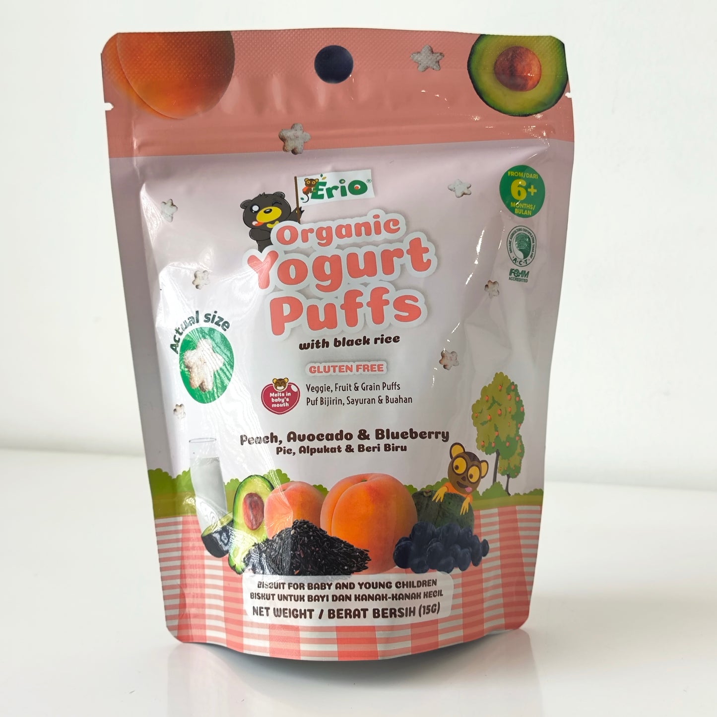 Erio Organic Yogurt Puffs With Black Rice 15g  6M+