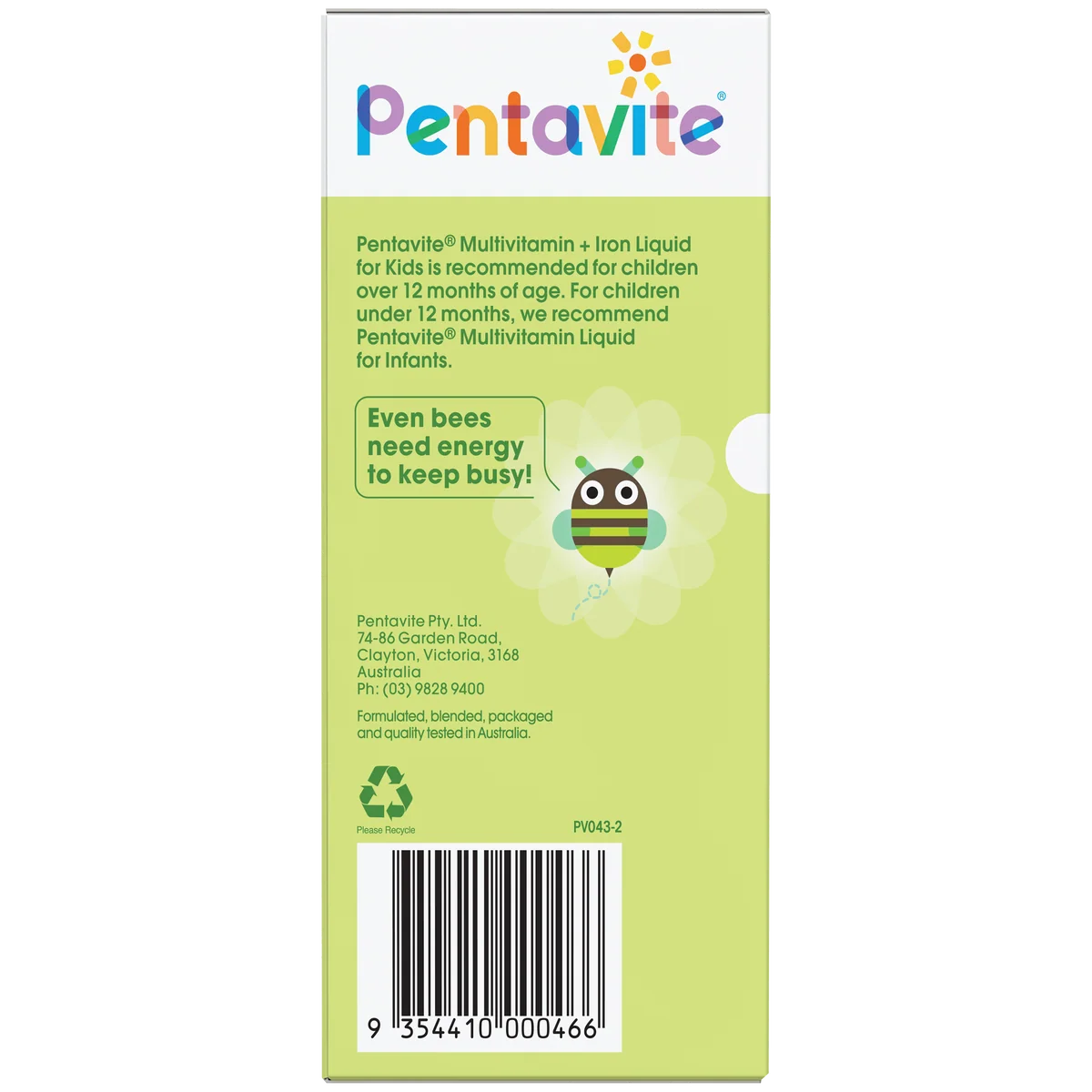 Pentavite Green Multivitamin+Iron Liquid for Kids 200ml