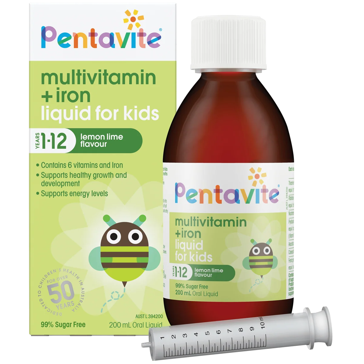 Pentavite Green Multivitamin+Iron Liquid for Kids 200ml