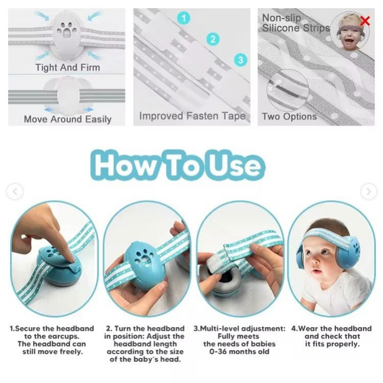 2in1 Baby Earmuffs Baby Hearing Care 1-48Months