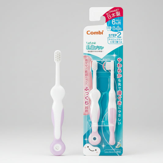 Combi Teteo Baby Toothbrush Step2 ( Light Pink ) 9M+