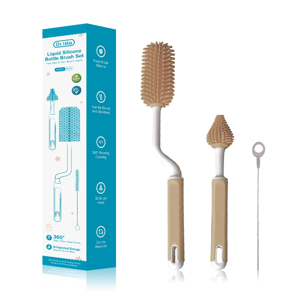 Dr.Isla Liquid Silicone Bottle Brush Set Beige & Blue