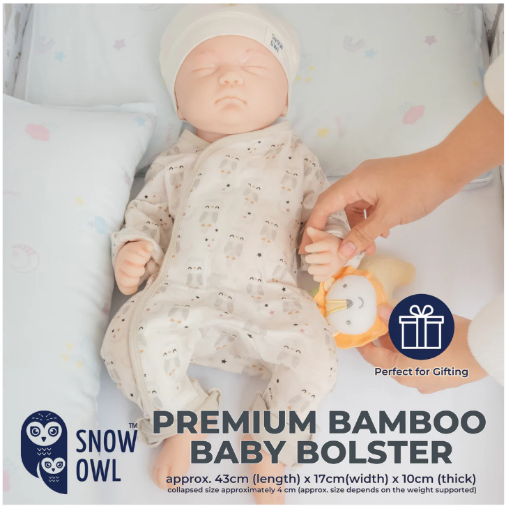 Snow Owl Premium Bamboo Muslin Baby Bolster Pillow