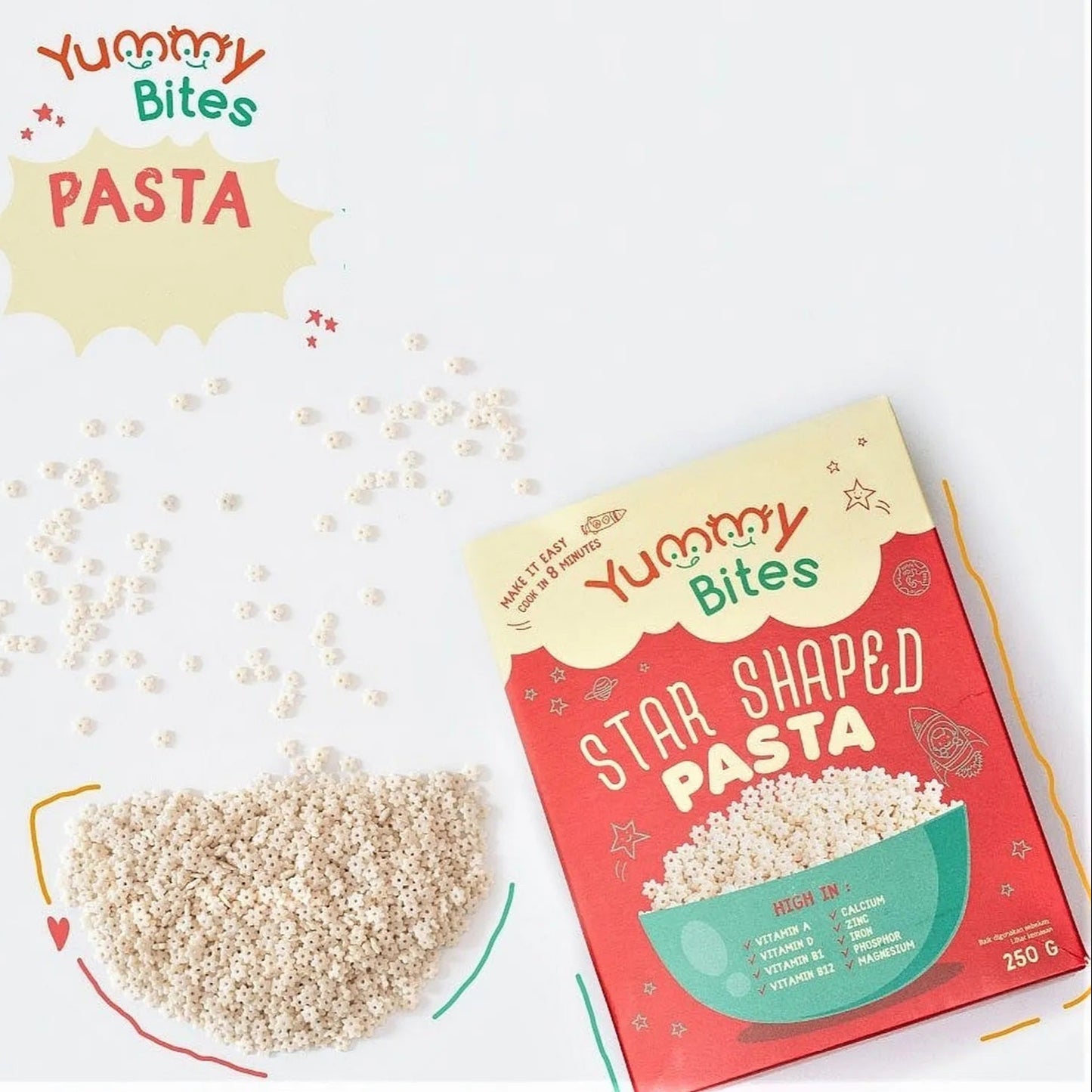 Yummy Bites Star Shaped Pasta 250g