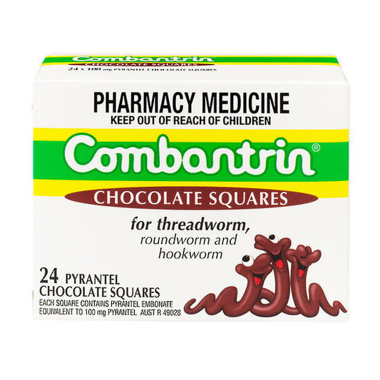 Combantrin Pyrantel Chocolate Squares  For Threadworm 24Pcs