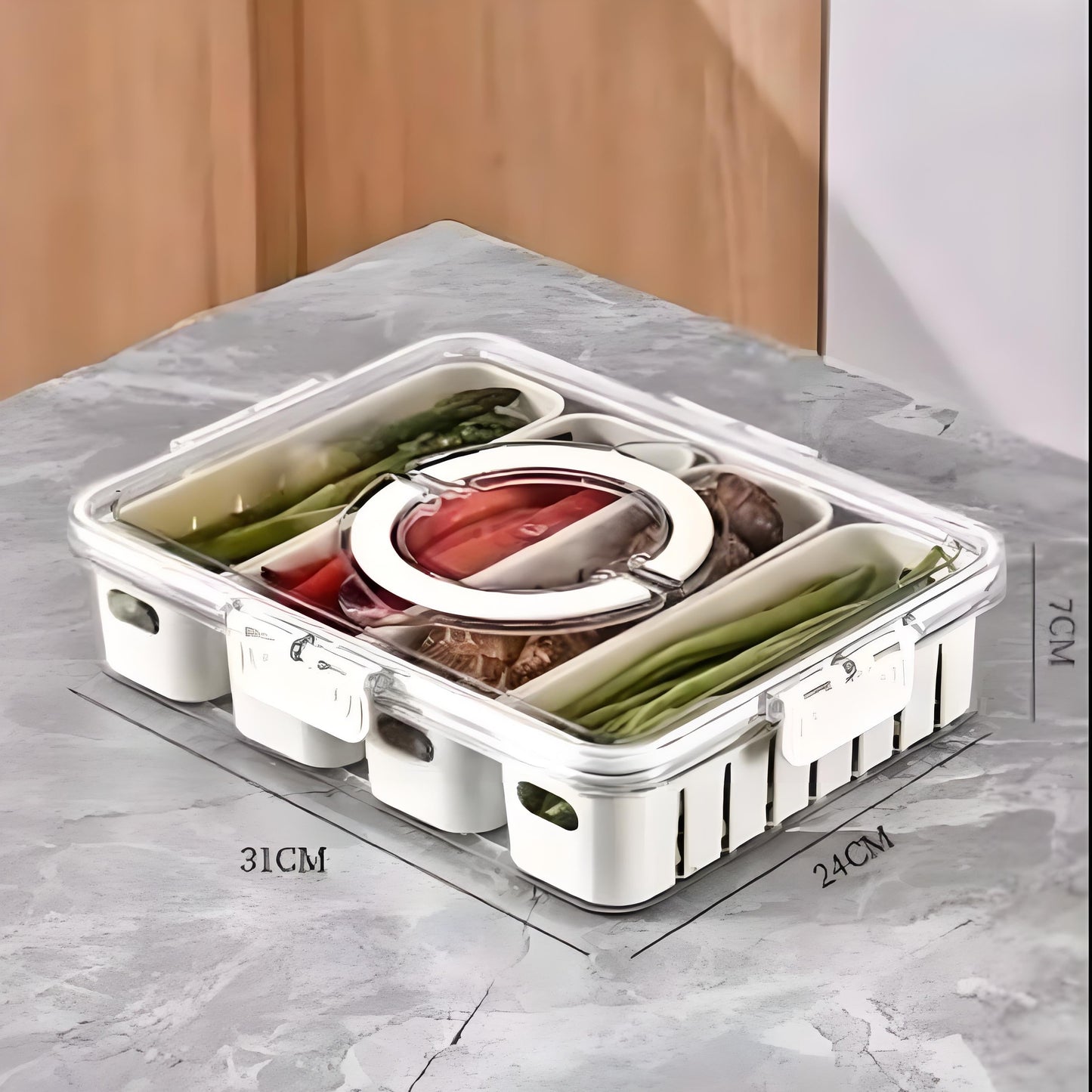 Draining Food Storage Container 4 Compartment