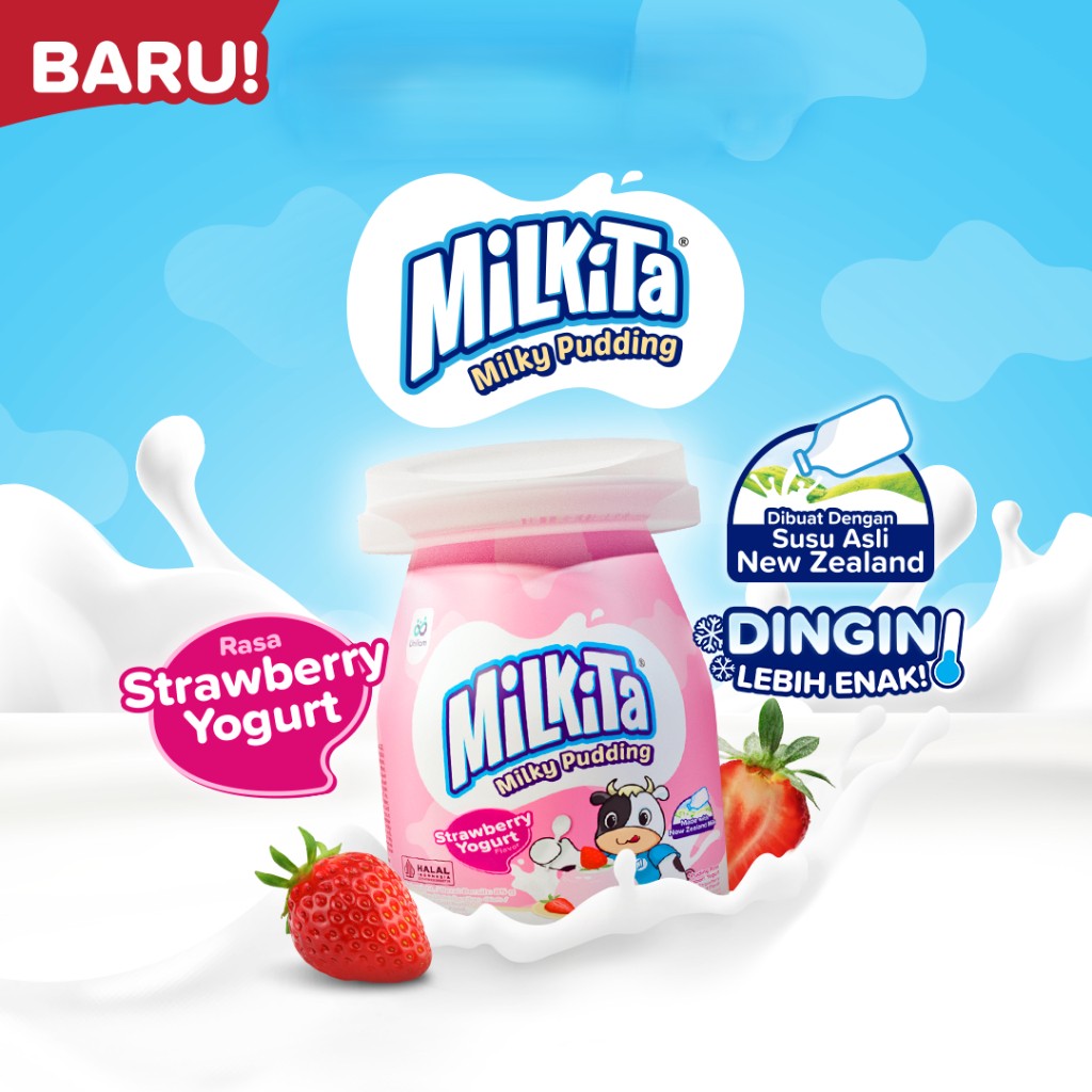 Milkita Milky Pudding Milk & Strawberry Yogurt 6*85g