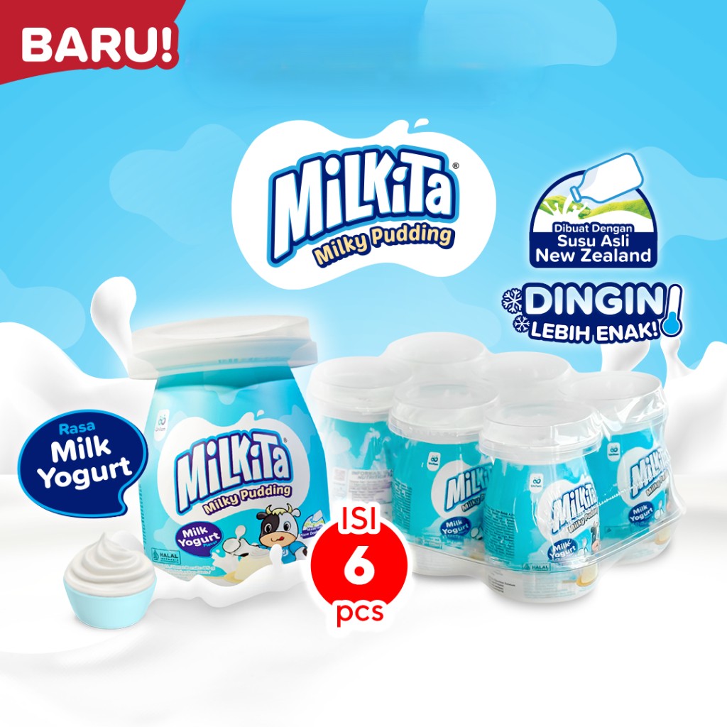 Milkita Milky Pudding Milk & Strawberry Yogurt 6*85g