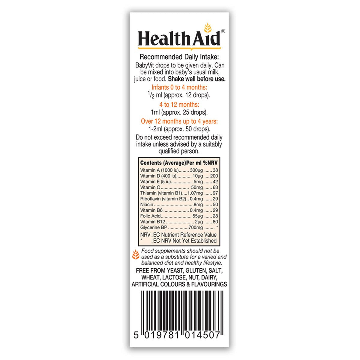 HealthAid BabyVIT Multivitamin Liquid Drops 25ml