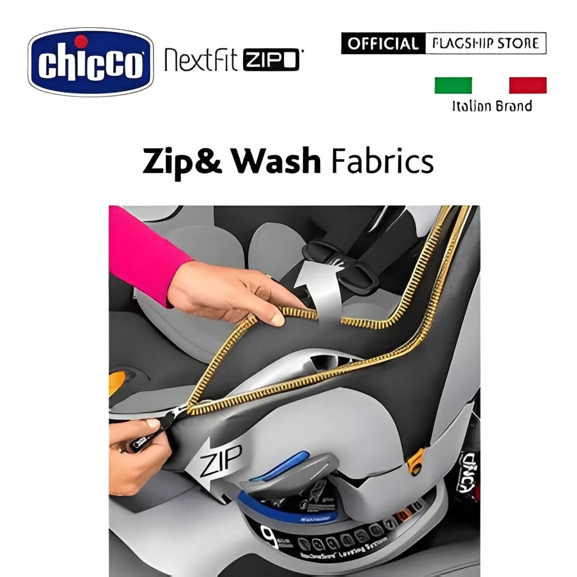 Chicco NextFit Zip Convertible Baby Car Seat (Carbon Color) (2.2-29.5Kg) 0M+