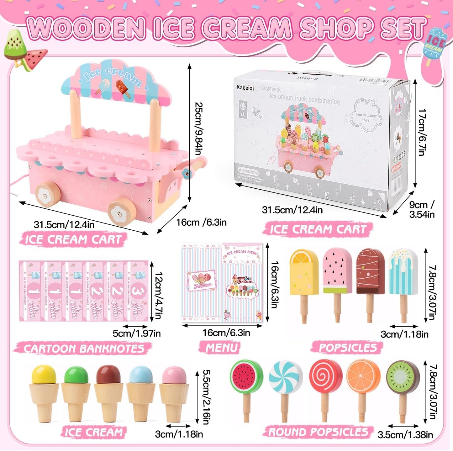 Kabeiqi Denmark Ice Cream Truck Combination Toy 36M+