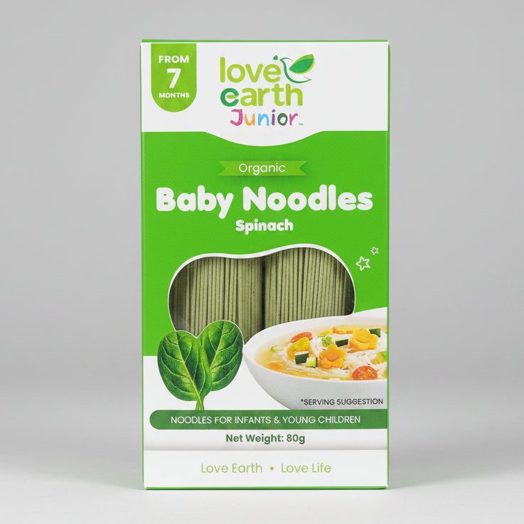 Love Earth Junior Organic Baby Noodles Original & Spinach 7M+ 80g