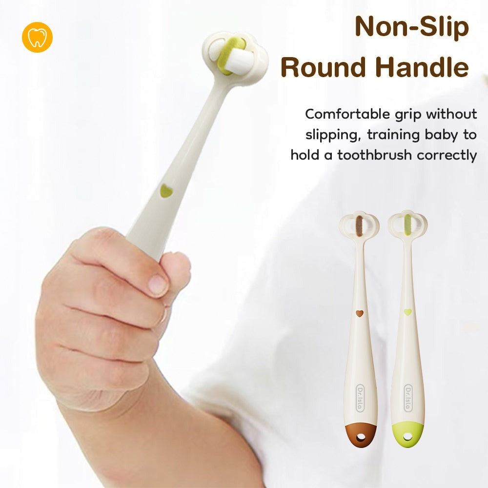 Dr.Isla Three Sided Kids Soft Bristle Toothbrush 2-9Yrs Brown & Green