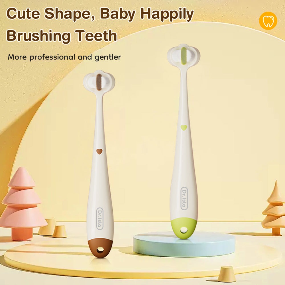 Dr.Isla Three Sided Kids Soft Bristle Toothbrush 2-9Yrs Brown & Green