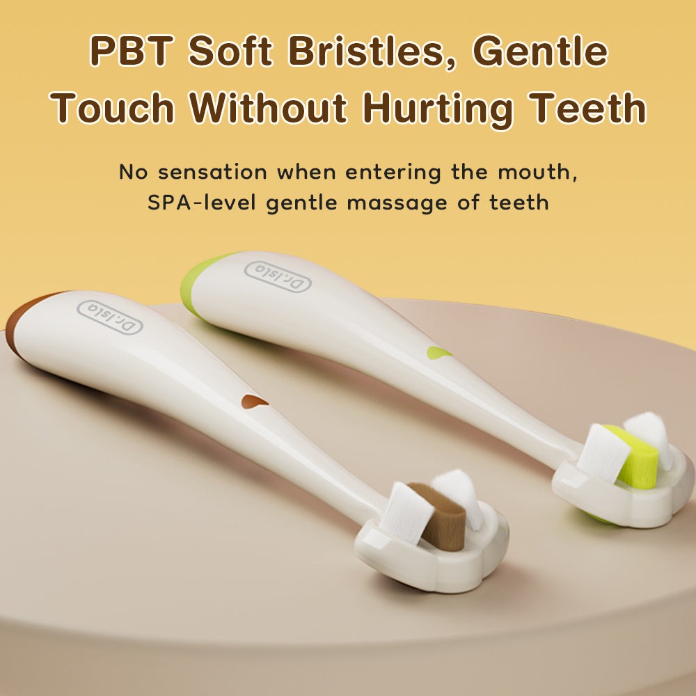 Dr.Isla Three Sided Kids Soft Bristle Toothbrush 2-9Yrs Brown & Green
