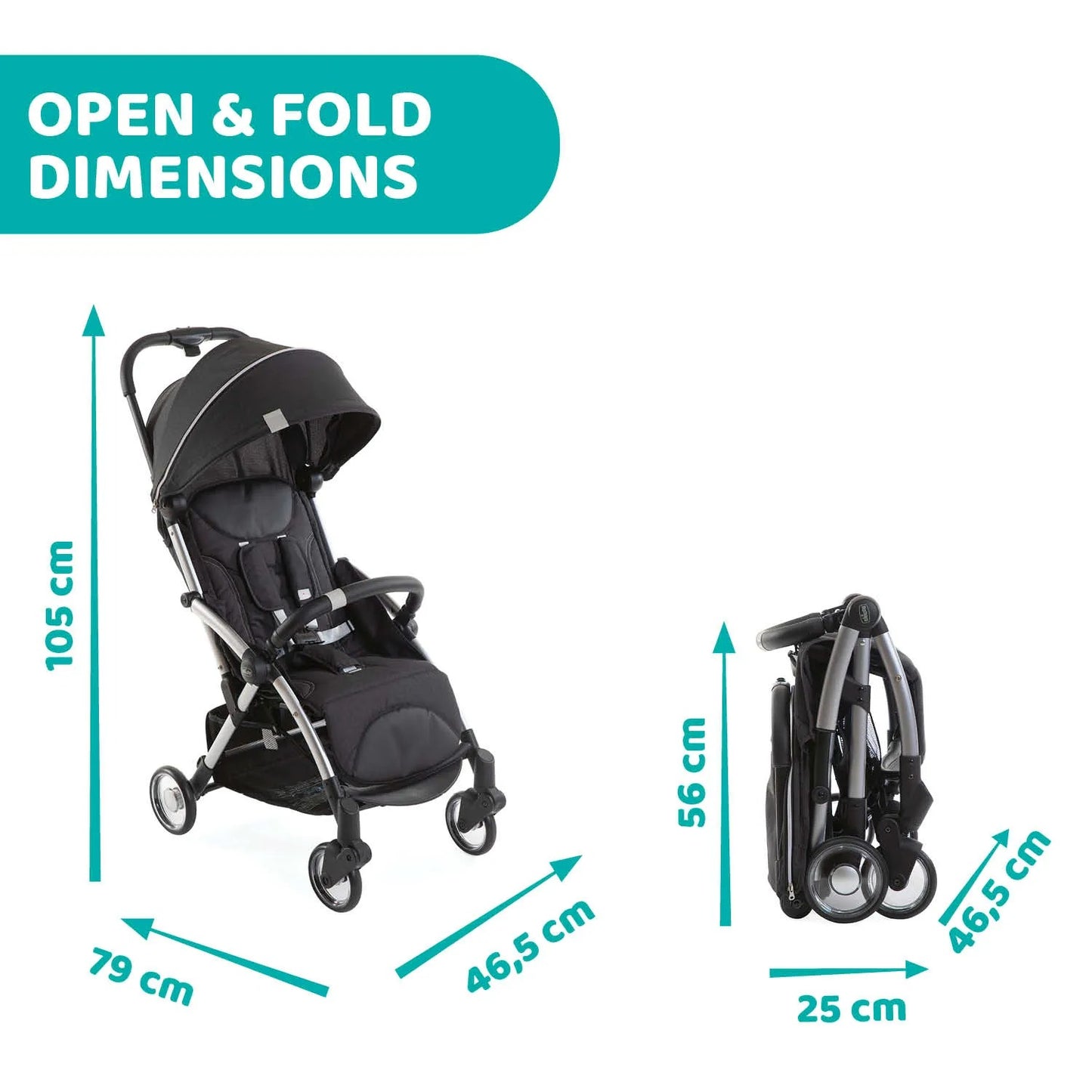 Chicco Goody Plus Auto-Folding Stroller (Graphite Color) 22Kg 0M+
