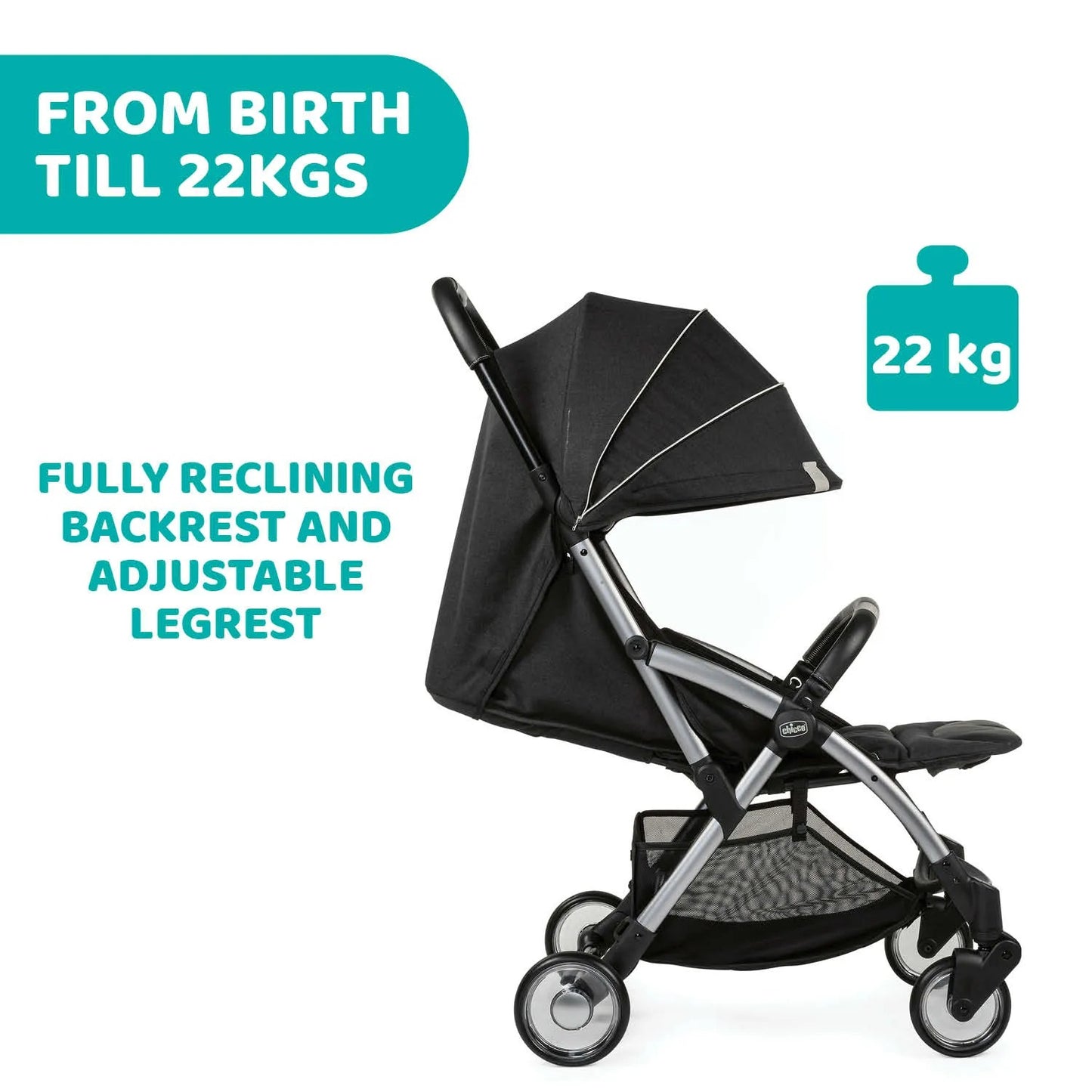 Chicco Goody Plus Auto-Folding Stroller (Graphite Color) 22Kg 0M+