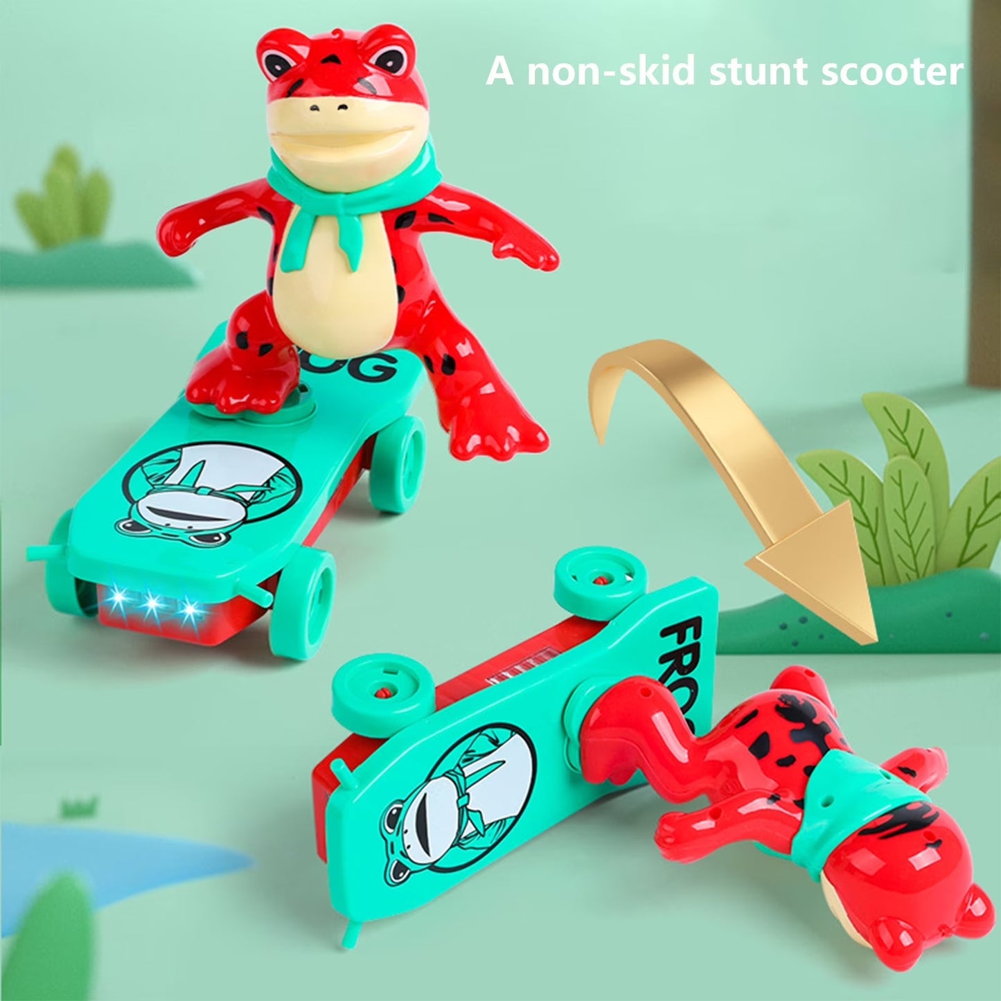 Frog Skateboard Frog Scooter Music 360Degree Rotation Toy
