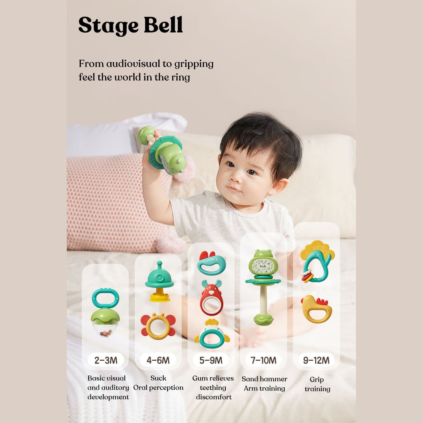 KUB Hand Bell Rattles Set 9Pcs