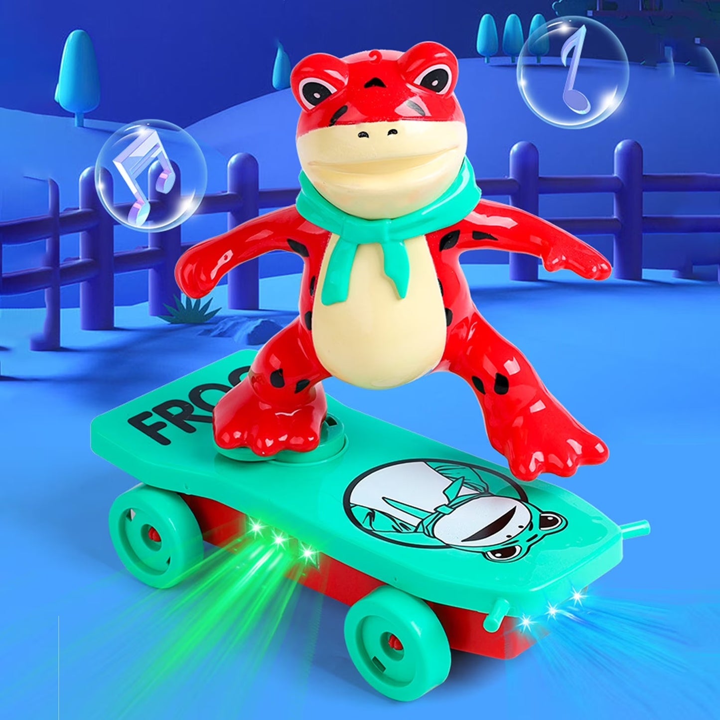Frog Skateboard Frog Scooter Music 360Degree Rotation Toy