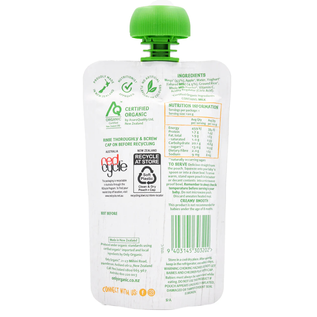 Only Organic Puree 8Month+ 120g