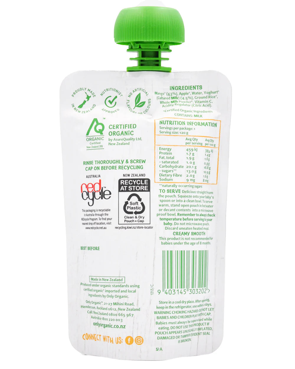 Only Organic Puree 8Month+ 120g