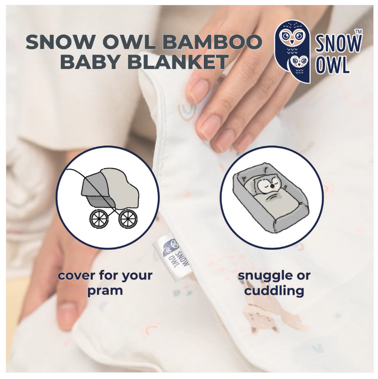 Snow Owl Premium Bamboo Muslin Blanket 0M+ 36"x36"