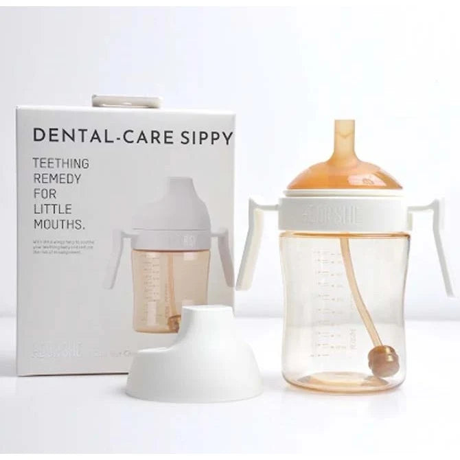 HeorShe Teething Remedy for Little Mouths Dental-Care Sippy Cup Pink & White