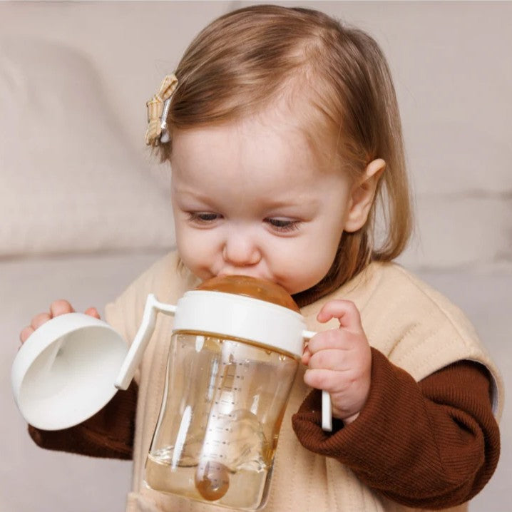 HeorShe Teething Remedy for Little Mouths Dental-Care Sippy Cup Pink & White