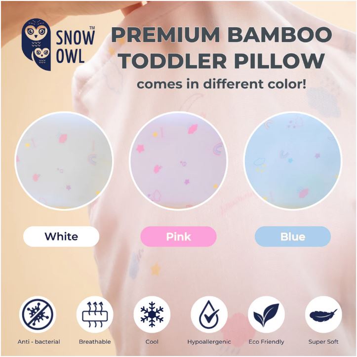 Snow Owl Premium Bamboo Muslin Toddler Pillow 12M+ Lovely Sky