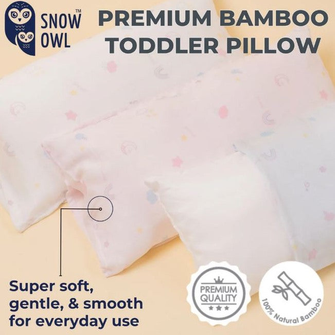 Snow Owl Premium Bamboo Muslin Toddler Pillow 12M+ Lovely Sky