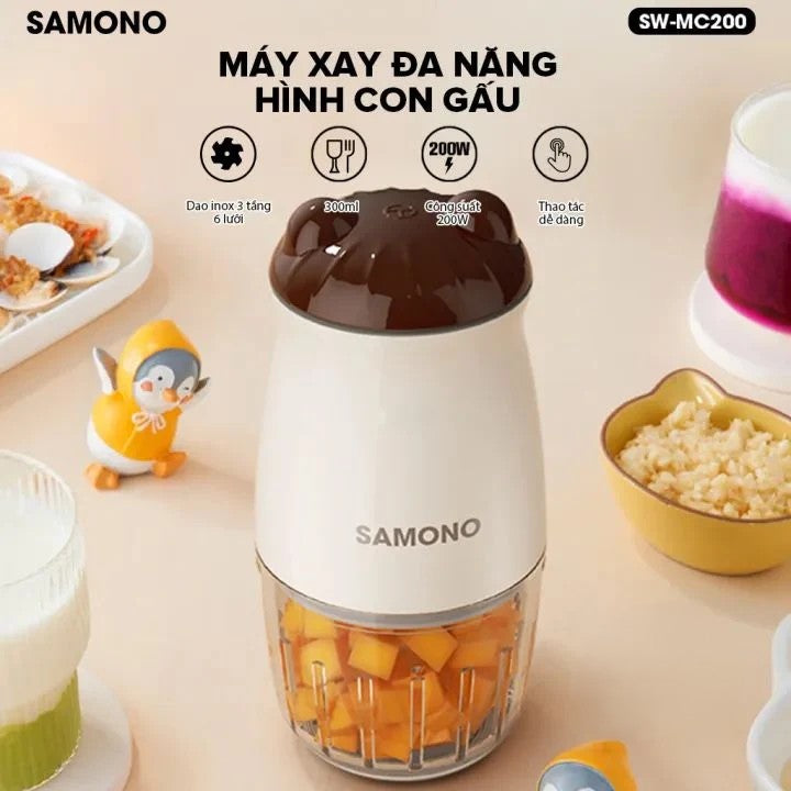 Samono Mini Food Chopper 6 Blades 300ml (Bear Head)
