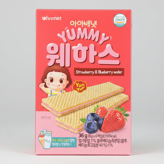 Ivenet Yummy Wafer Strawberry & Blueberry 36g