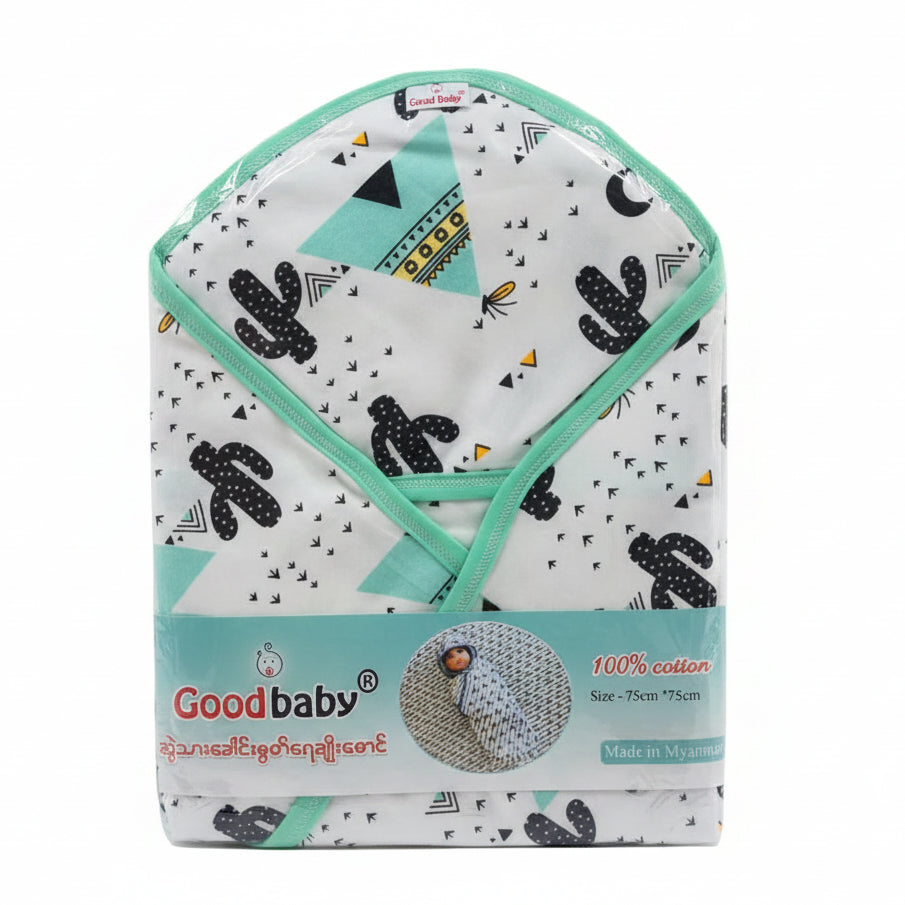 Goodbaby 100% ဆွဲသားခေါင်းစွတ်ရေချိုးစောင်