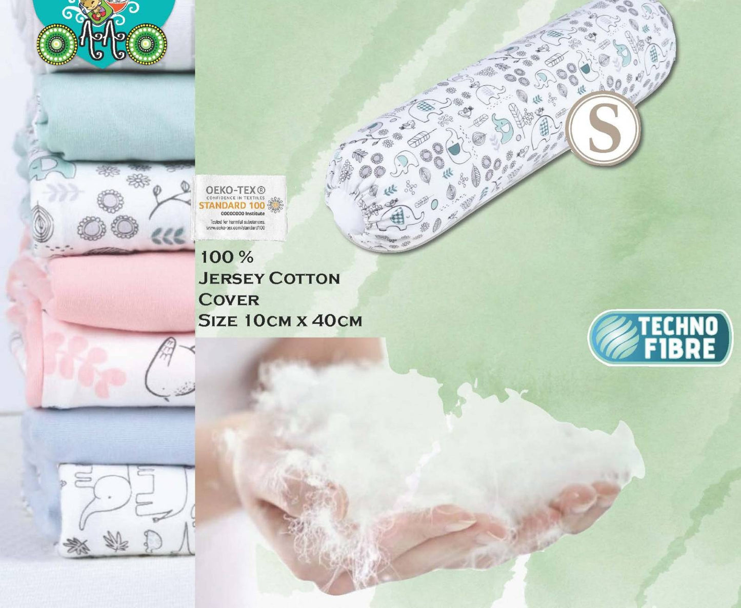 OAAO Cotton Baby Bolster Small 10x40cm