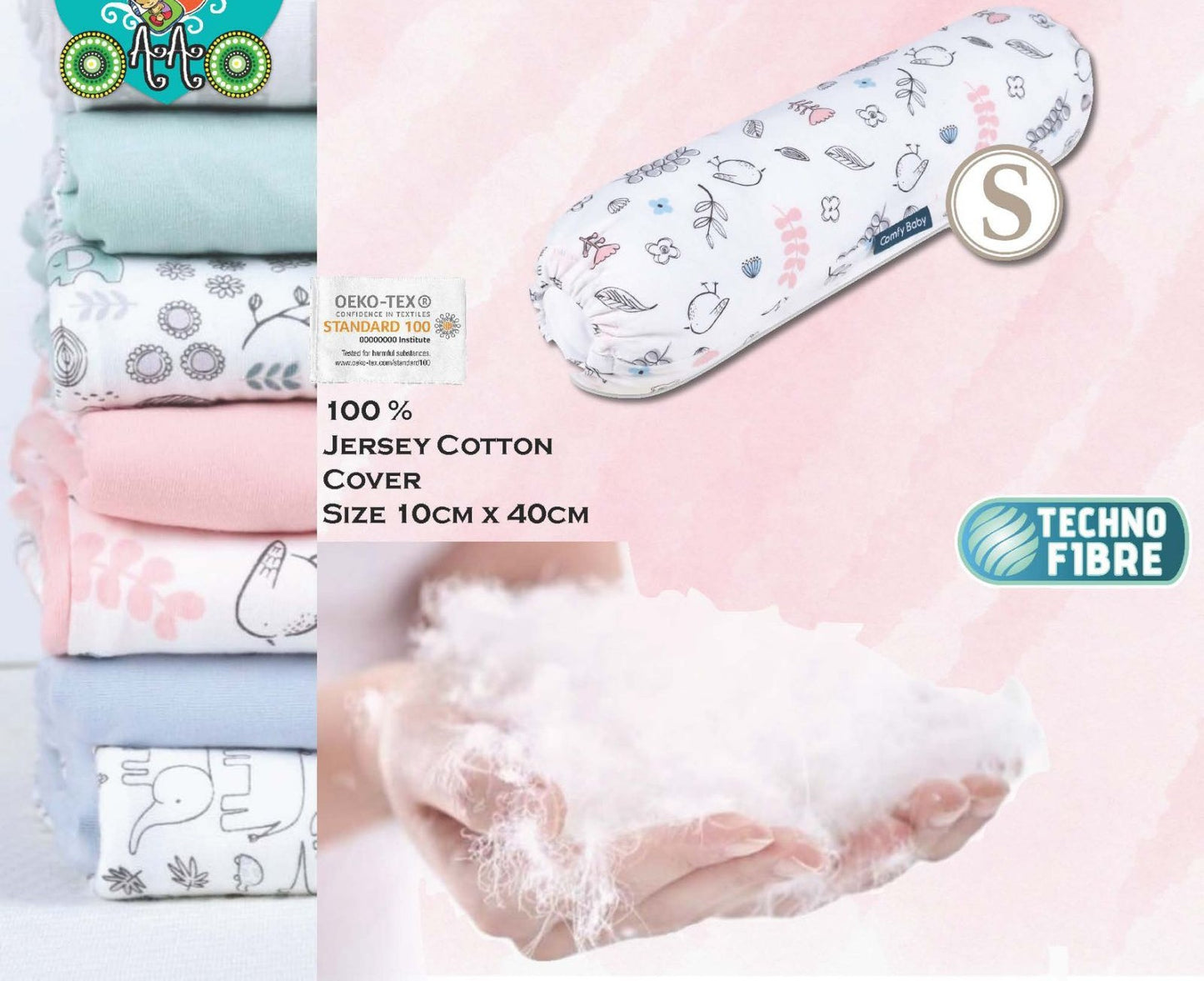 OAAO Cotton Baby Bolster Small 10x40cm
