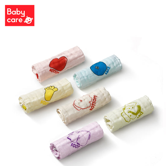 BabyCare 4 Layers Seersucker Face Towel 6Pcs Set