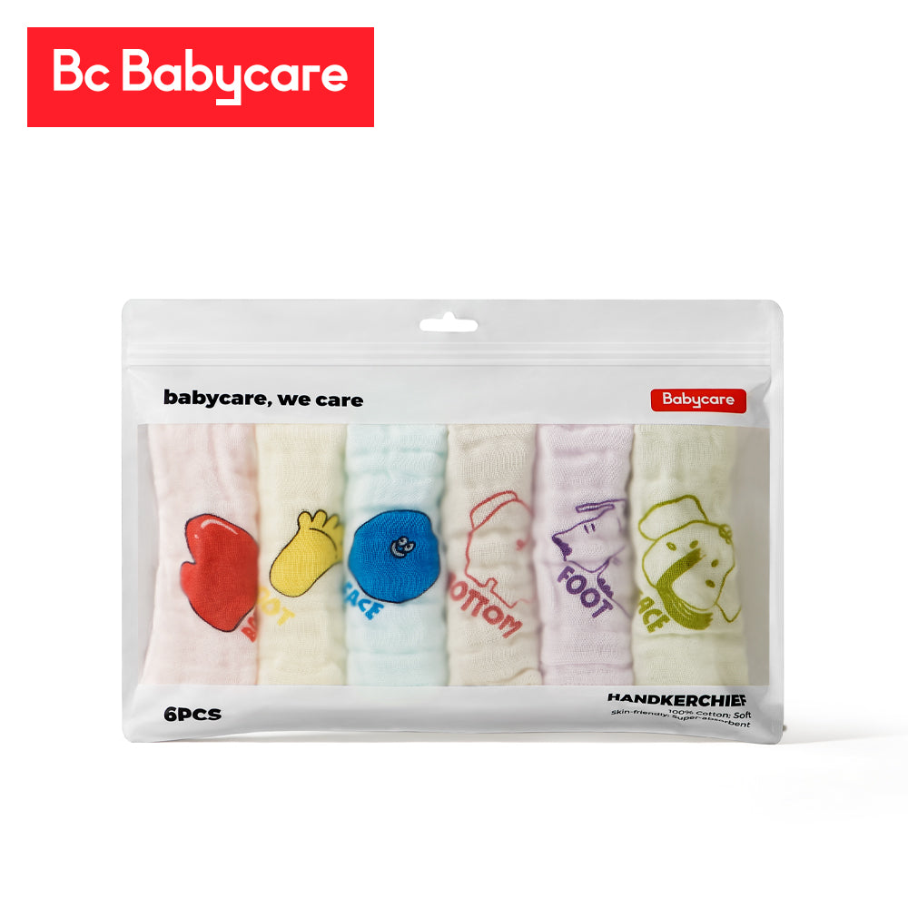 BabyCare 4 Layers Seersucker Face Towel 6Pcs Set