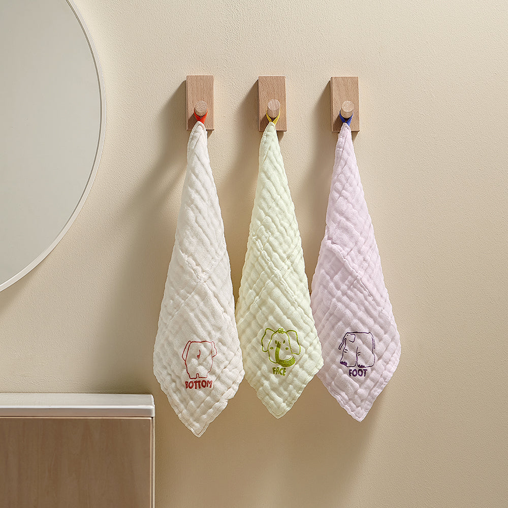 BabyCare 4 Layers Seersucker Face Towel 6Pcs Set