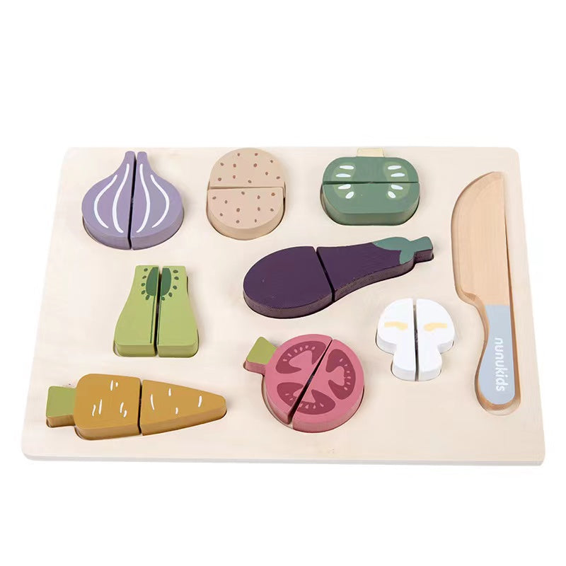 Nunukid - 9Pcs Wooden Vegetable Cutting Toys